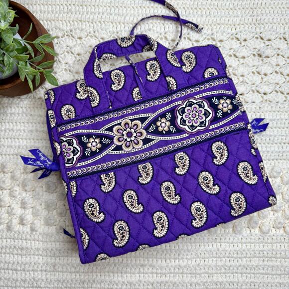 VERA BRADLEY Women's Hanging Makeup Toiletry Bag Purple Paisley Floral Travel - Picture 12 of 12